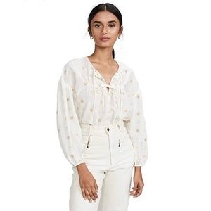 NWT!! Joie 'Nadia' Cream & Gold Blouse Women's M